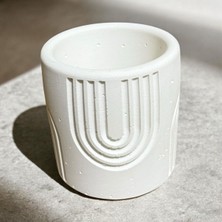 Spiral Desenli Beton Saksı/mumluk.