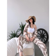 Desenli Kimono & Pantolon Ikili Takım