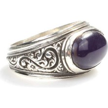 Nusret Takı 925 Ayar Gümüş Oval Ametist Taşlı Erkek Yüzüğü