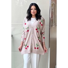 Ghisa Kiraz Desenli Merserize Hırka 3091