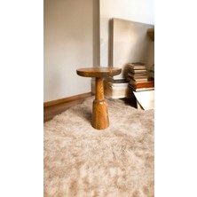 Simillo Home & Living Wooden Ahşap Tekli Mantar Yan Sehpa Modern Tik Ağacı Renk Fiskos