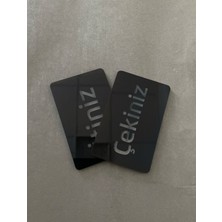 Siyah Minimal Seri Itiniz-Çekiniz Kapı Uyarı Levhası