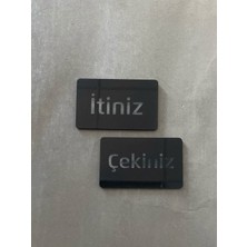 Siyah Minimal Seri Itiniz-Çekiniz Kapı Uyarı Levhası