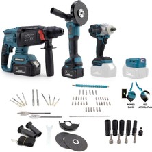 Branzeg 4lü Dörtlü Sarjlı Set Somun Sıkma Vidalama Matkap Hilti+Spral+Powerbank