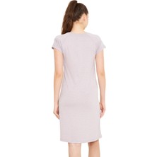 Luvmabelly MYRA9585 Yandan Çıt Çıtlı Hamile Geceliği - Mor Çizgili