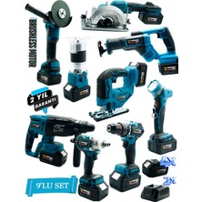 Germany Style Pro 9'lu Set Matkap-Freze-Kırıcı-Tilki Kuyruğu-Taşlama-Dekupaj-Daire Testere-Bijon Sökme-Led Işık