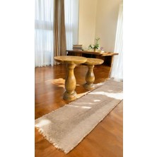 Wood Ahşap 2'li Set Vazo Model Mantar Yan Sehpa Modern Fiskos / Tütün Renk / Zigon Sehpa Vernikli