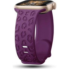 MobaxAksesuar Apple Watch 10 42MM - 38/40/41MM Kordon Leopar Desen Yumuşak Silikon Kordon 2/3/4/5/6/se/7/8/9