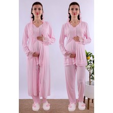 Effortt Pembe Sabahlıklı Hamile Lohusa Pijama Takımı BYL224242