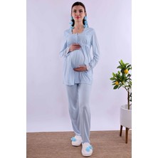 Effortt Turkuaz Hamile Lohusa Pijama Takımı BYL224032