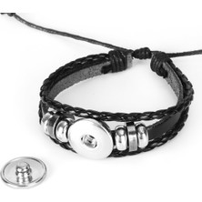 YKD Store 12 Constlation Siyah Örgülü Deri Gl Dome Punk Erkek Bileklik (Yurt Dışından)