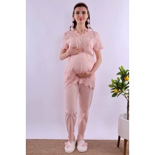 Effortt Ekru Fistolu Hamile Lohusa Pijama Takımı BYL290222