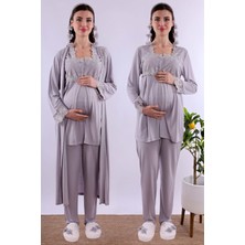 Effortt Pembe Uzun Sabahlıklı Hamile Lohusa Pijama Takımı BYL224072