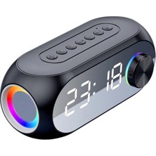 Bluetooth S8 Rgb LED Işıklı Dijital Saat Alarm Şarjlı Hoparlör Mp3 Fm Çok Fonksiyonlu Speaker