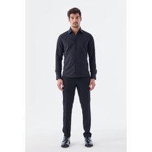 Jakamen Siyah Slim Fit Polikat Gömlek