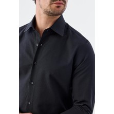 Jakamen Siyah Slim Fit Polikat Gömlek