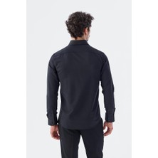 Jakamen Siyah Slim Fit Polikat Gömlek