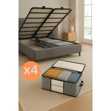 Formeya Baza ve Yatak Altı Uyumlu 4 Adet Lüks Pencereli Dolap Düzenleyici Hurç Baza Altı Hurç 64  x  45  x  22 cm