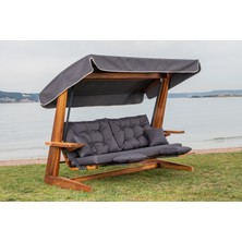 Aida Swings Luna Deluxe 2600 Iroko Beş Kişilik Ahşap Bahçe Salıncağı Antrasit