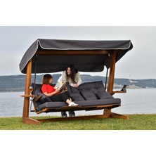 Aida Swings Luna Deluxe 2600 Iroko Beş Kişilik Ahşap Bahçe Salıncağı Antrasit