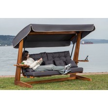 Aida Swings Luna Deluxe 2600 Iroko Beş Kişilik Ahşap Bahçe Salıncağı Antrasit