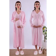Pembe Sabahlıklı Hamile Lohusa Gecelik Takım BYL224252
