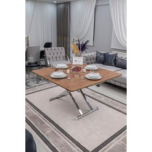 Sehpam Akıllı Home Üst Tabla Mdf Ceviz Oval Köşe Alt Ayak Krom