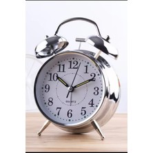 Metal Alarmlı Işıklı Masa Saati Dekoratif Kullanışlı Masa Saati