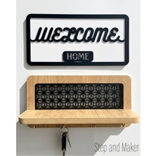 Welcome Home Tablo & Askılıklı Duvar Rafı Duvar Dekor Seti