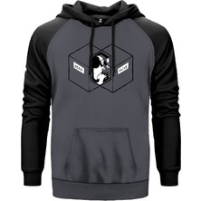 Dead Alive Cat Gri Renk Reglan Kol Kapşonlu Sweatshirt