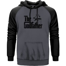 The Godfather Distorted Gri Renk Reglan Kol Kapşonlu Sweatshirt
