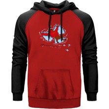 Devil Angel Snow Kırmızı Renk Reglan Kol Kapşonlu Sweatshirt