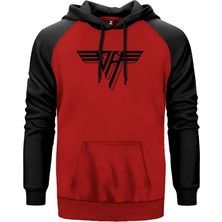 Van Halen 3D Logo Kırmızı Renk Reglan Kol Kapşonlu Sweatshirt