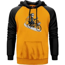 Bike Skeleton Sarı Renk Reglan Kol Kapşonlu Sweatshirt