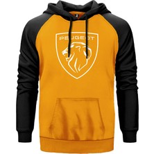 Peugeot Logo Sarı Renk Reglan Kol Kapşonlu Sweatshirt