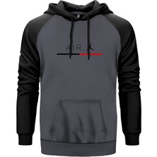 Air Jordan Line Gri Renk Reglan Kol Kapşonlu Sweatshirt