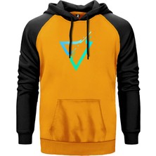 Triangle Logo Sarı Renk Reglan Kol Kapşonlu Sweatshirt