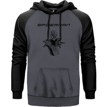Spiderman Amazing Sketched Gri Renk Reglan Kol Kapşonlu Sweatshirt