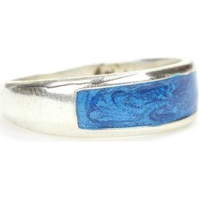 Nusret Takı 925 Ayar Gümüş Mavi Mineli Erkek Yüzük