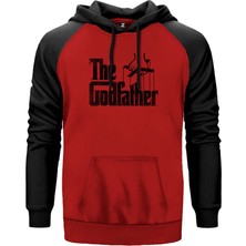 The Godfather Distorted Kırmızı Renk Reglan Kol Kapşonlu Sweatshirt