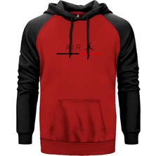 Air Jordan Line Kırmızı Renk Reglan Kol Kapşonlu Sweatshirt