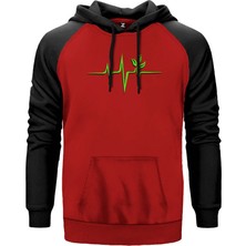 Doğa Sever Kırmızı Renk Reglan Kol Kapşonlu Sweatshirt