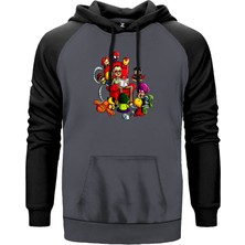 Marvel Stan Lee Story Gri Renk Reglan Kol Kapşonlu Sweatshirt