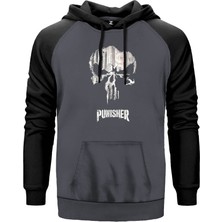 Punisher Confident Gri Renk Reglan Kol Kapşonlu Sweatshirt