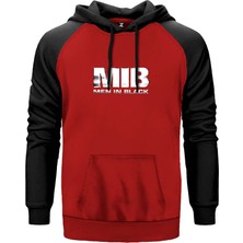 Men In Black Logo Kırmızı Renk Reglan Kol Kapşonlu Sweatshirt