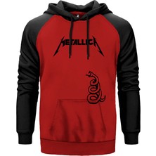 Metallica Snake Kırmızı Renk Reglan Kol Kapşonlu Sweatshirt