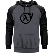 Half Life 2 Logo Gri Renk Reglan Kol Kapşonlu Sweatshirt