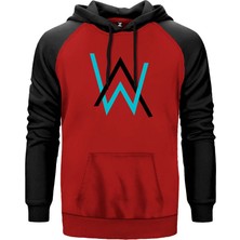 Alan Walker Classic Kırmızı Renk Reglan Kol Kapşonlu Sweatshirt