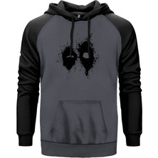 Deadpool Splat Gri Renk Reglan Kol Kapşonlu Sweatshirt