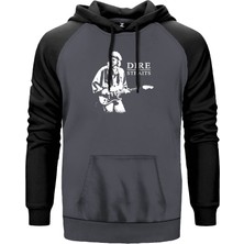 Dire Straits Concert Gri Renk Reglan Kol Kapşonlu Sweatshirt